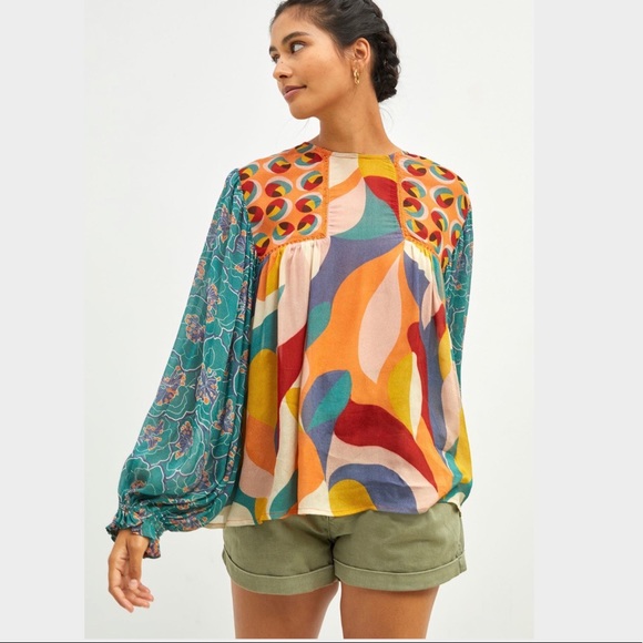 ♦️SOLD♦️Anthropologie Bl-nk Miranda Peasant Blouse, Medium NWT - Picture 5 of 14